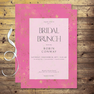 Modern Minimal Pink & Gold Glitter Bridal Brunch Invitation