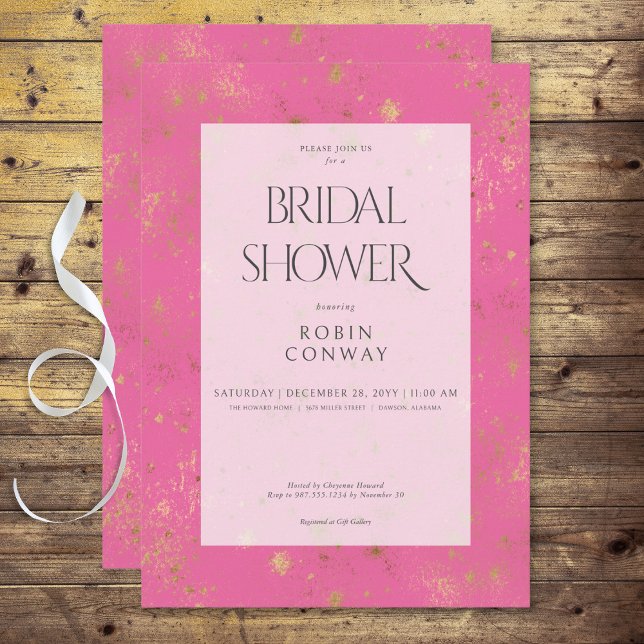 Modern Minimal Pink & Gold Glitter Bridal Shower Invitation (Modern Minimal Pink & Gold Glitter Bridal Shower Invitation)