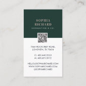 Modern Minimal Pink & Green Business Photo QR Code Business Card (Back)