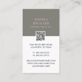 Modern Minimal Pink & Grey Business Photo QR Code Business Card (Back)