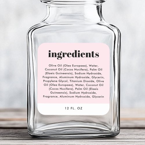 Modern minimal pink ingredient list product label