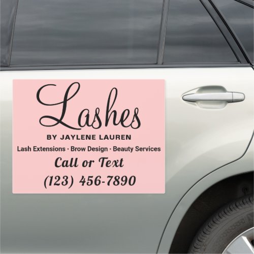 Modern Minimal Pink Lash Business Advertisement Car Magnet
