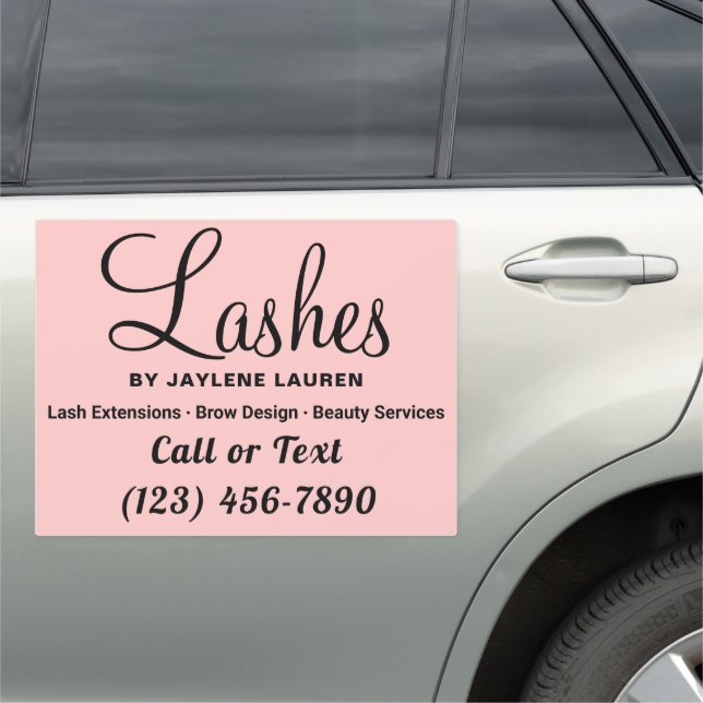 Modern Minimal Pink Lash Business Advertisement Car Magnet (In Situ)