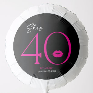 Modern Minimal Pink Lips She's Forty Birthday Balloon