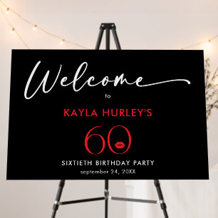Modern Minimal Pink Lips She's Sixty Birthday Foam Board