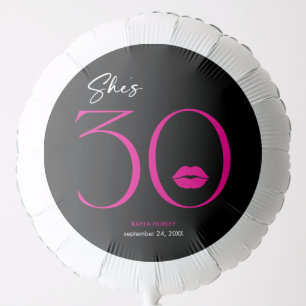 Modern Minimal Pink Lips She's Thirty Birthday Balloon