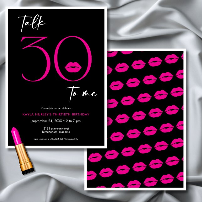 Modern Minimal Pink Lips Talk Thirty Birthday Invitation (Modern Minimal Pink Lips Talk Thirty Birthday Invitation)