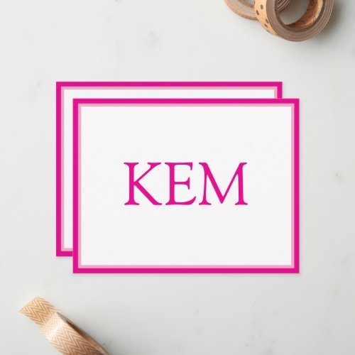 Modern Minimal Pink Monogram Note Card