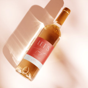 Modern Minimal Pink Personalized Wedding Bottle Wine Label