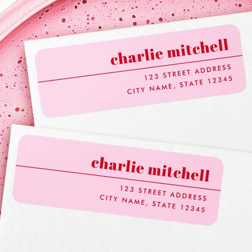 Modern minimal pink red return address label