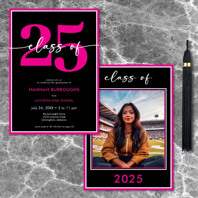 Modern Minimal Pink Script Graduation Party Invitation (Modern Minimal Pink Script Graduation Party Invitation)