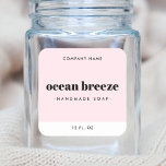 Modern minimal pink square product label<br><div class="desc">Elegant product label with your product name or scent on a light pink background with a white border at the bottom. All fonts and colors are customizable. Move and resize elements with the design tool.</div>