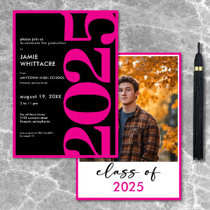Modern Minimal Pink Typography Graduation Party Invitation