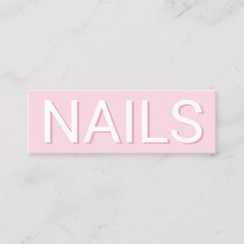 Modern minimal pink typography nails mini business card