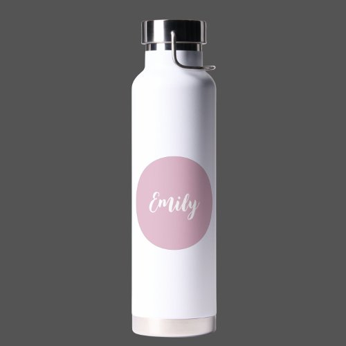 Modern Minimal Pink  White Customizable  Water Bottle