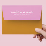 Modern Minimal Pink & Yellow Personalized Wedding Envelope<br><div class="desc">Our minimal,  bold retro style wedding envelope is perfect for the trendy couple who loves standing out and making a bold statement. Our design features a pink and yellow color combo. Customize with couples' names and address. Designed by Moodthology Papery</div>