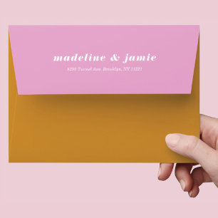 Modern Minimal Pink & Yellow Personalized Wedding Envelope