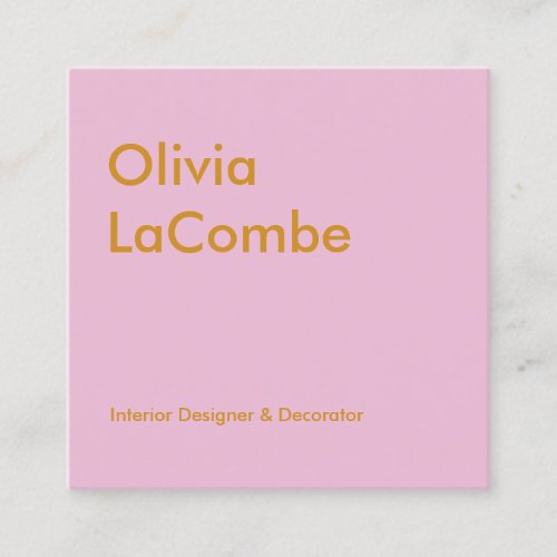 Modern minimal plain simple elegant pink and brown square business card