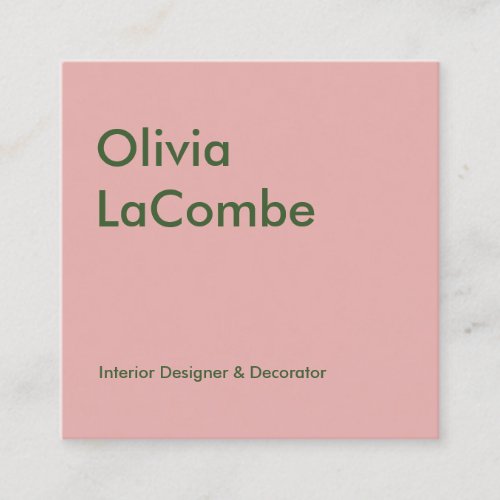 Modern minimal plain simple elegant pink and green square business card