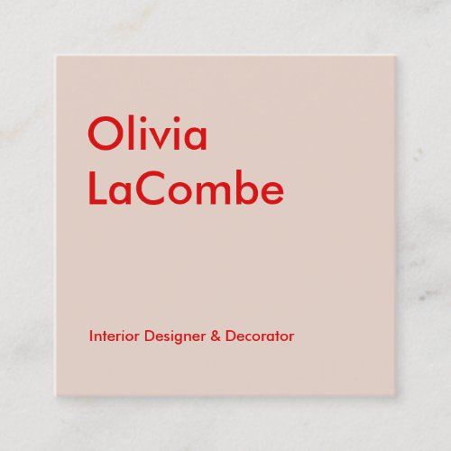 Modern minimal plain simple elegant pink and red square business card