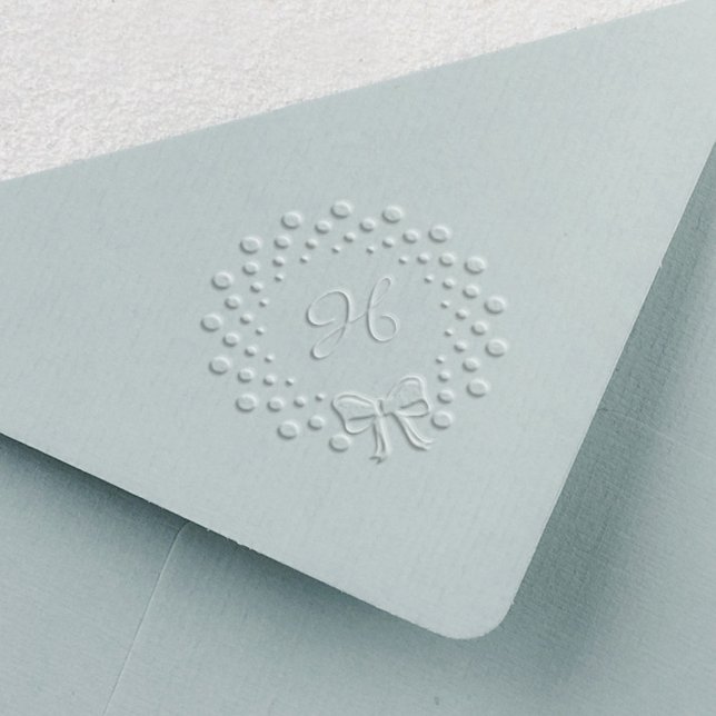 Modern Minimal Polka Dot Christmas Wreath Monogram Embosser (Creator Uploaded)