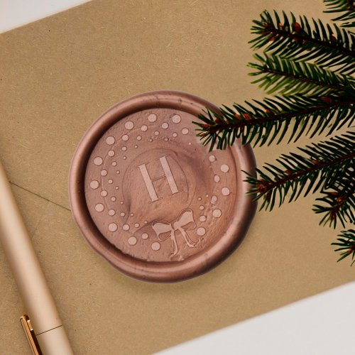 Modern Minimal Polka Dot Christmas Wreath Monogram Wax Seal Sticker