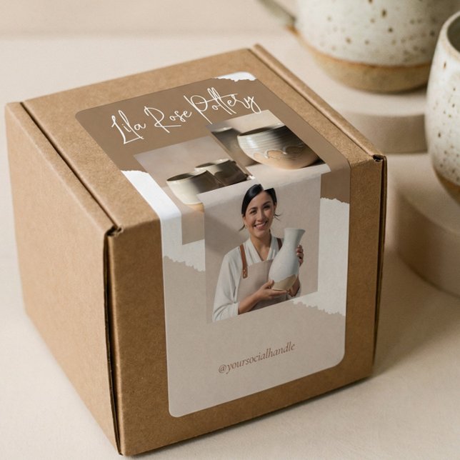 Modern Minimal Pottery Ceramic Business Box Wrap Label (Modern Minimal Pottery Ceramic Business Box Wrap Label)