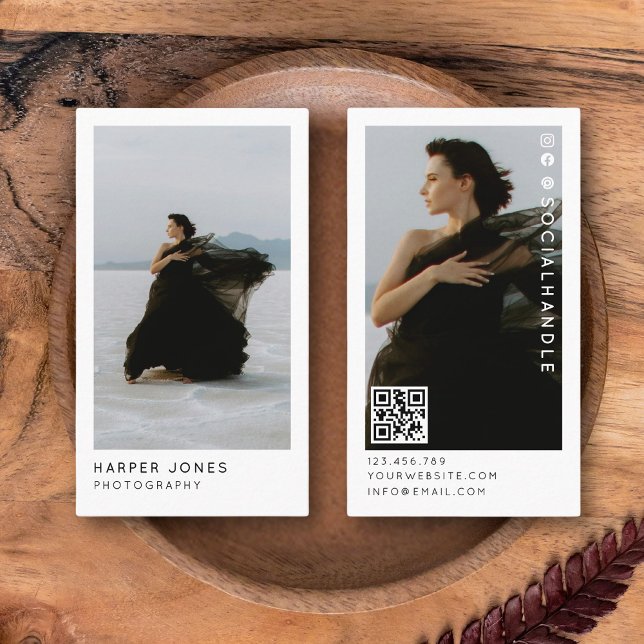 Modern Minimal Professional 2 Photo QR Code Business Card (Creator Uploaded)