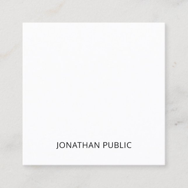Modern Minimal Professional Cool Template Luxury Square Business Card (Front)