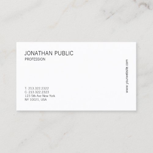 Modern Minimal Professional Elegant White Simple Business Card