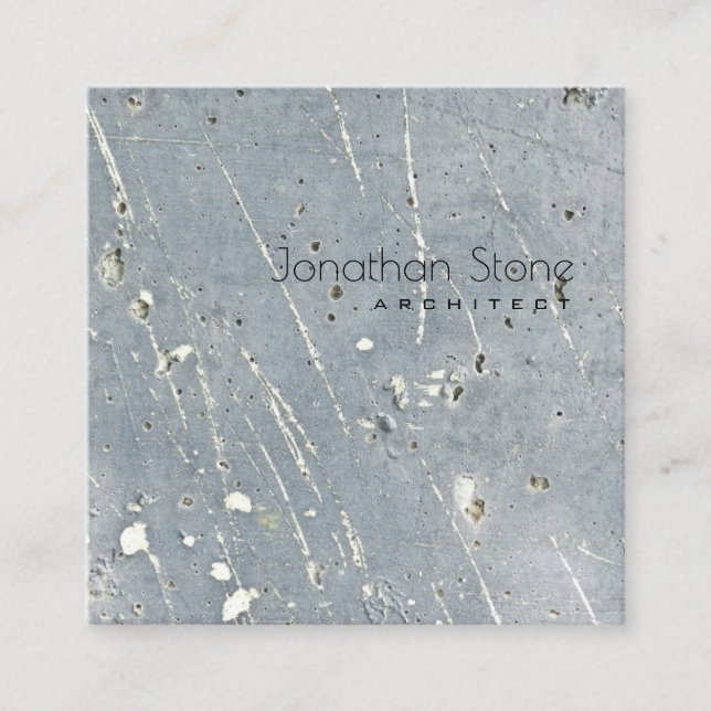 Modern Minimal Professional Gray & White Concrete Square Business Card (Front)