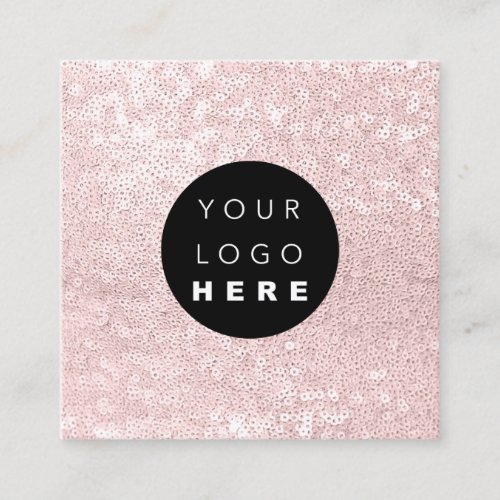 Modern Minimal Professional Logo Pink Rose White Square Business Card
