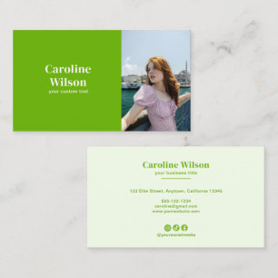 Modern Minimal Professional Photo Bold Lime Green Business Card