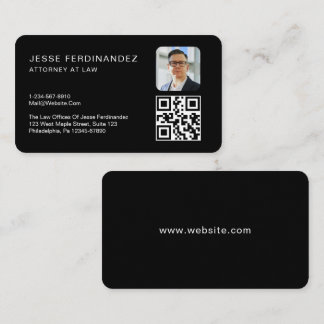Modern Minimal Professional QR Code Black  Business Card