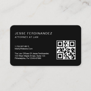 Modern Minimal Professional QR Code Black  Business Card