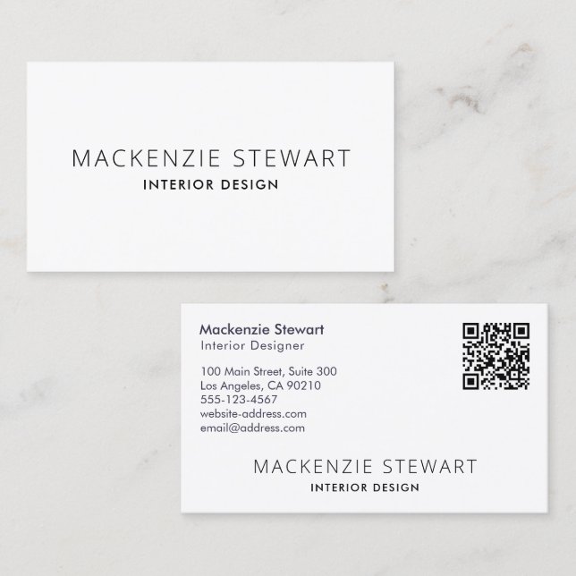 Modern Minimal Professional QR Code Business Card (Front/Back)