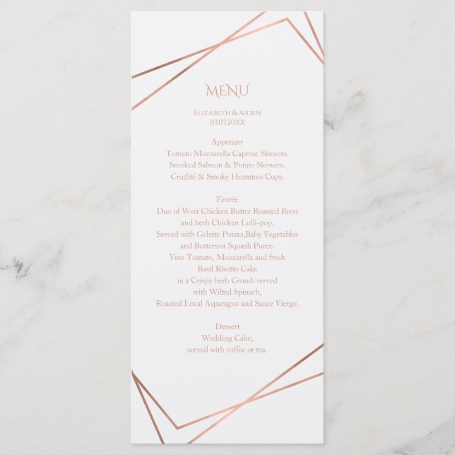 Modern, minimal, pur, white, rosegold (imitat)  menu (Front)