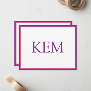 Modern Minimal Purple and Pink Monogram Note Card