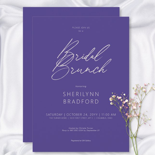 Modern Minimal Purple Bridal Brunch Invitation (Modern Minimal Purple Bridal Brunch Invitation)