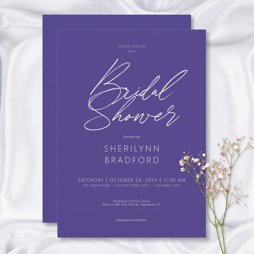 Modern Minimal Purple Bridal Shower Invitation