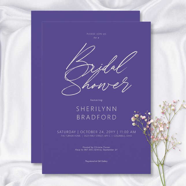 Modern Minimal Purple Bridal Shower Invitation (Modern Minimal Purple Bridal Shower Invitation)