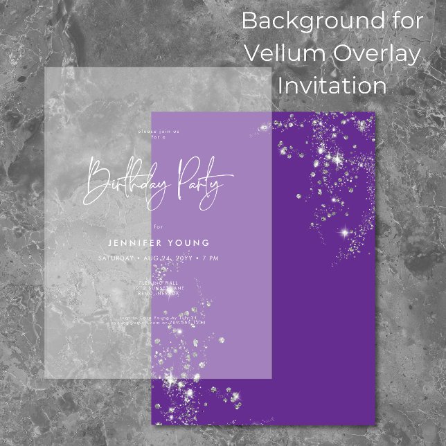 Modern Minimal Purple Diamonds Birthday Background Invitation (Creator Uploaded)
