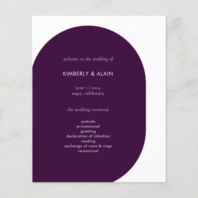 Modern Minimal Purple Geometric Graphic Wedding (Front)