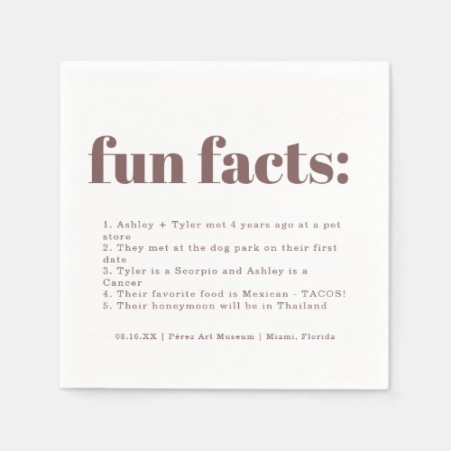 Modern Minimal Purple Grape  Fun Facts Wedding Napkins