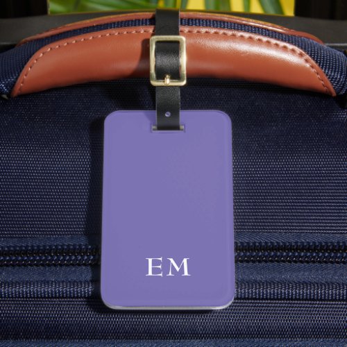 Modern Minimal Purple Monogrammed Initials Luggage Tag