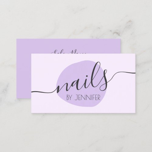 Modern minimal purple nails business card