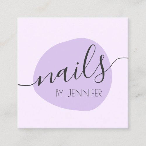 Modern minimal purple nails square business card