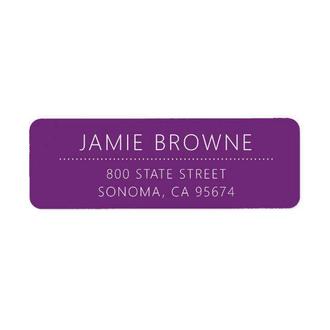 Modern Minimal Purple Return Address Labels (Front)