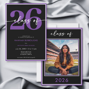 Modern Minimal Purple Script Graduation Party Invitation