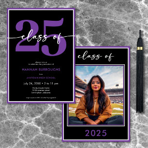 Modern Minimal Purple Script Graduation Party Invitation